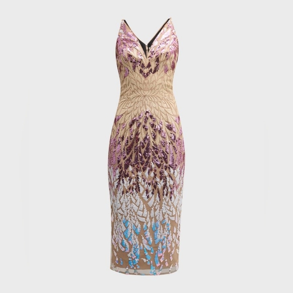 Dress The Population Black Label Lyla Sequined Midi Dress Size M Sleeveless